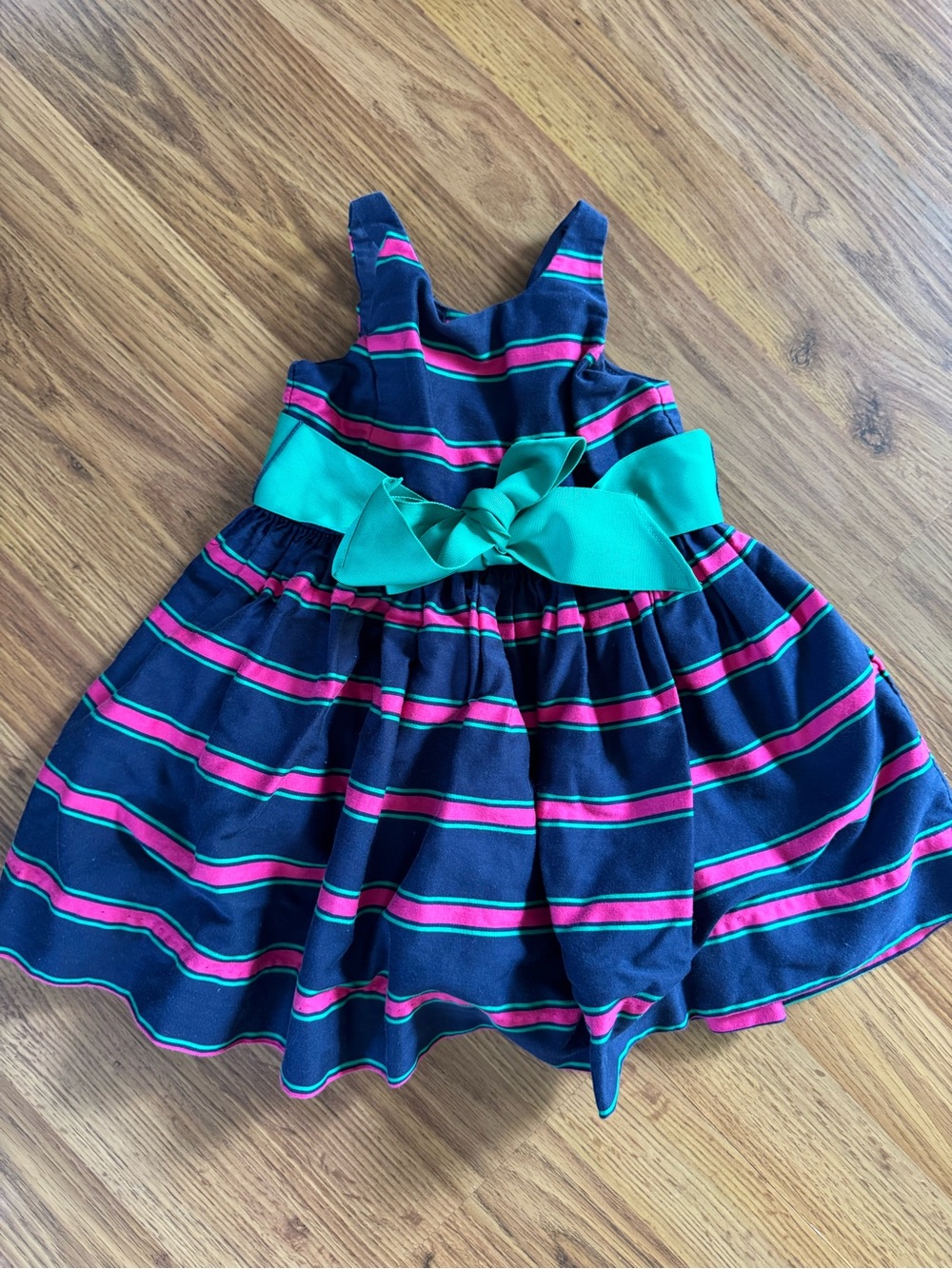 2T Polo Ralph Lauren Dress Navy Stripe Bow-Accent Dress